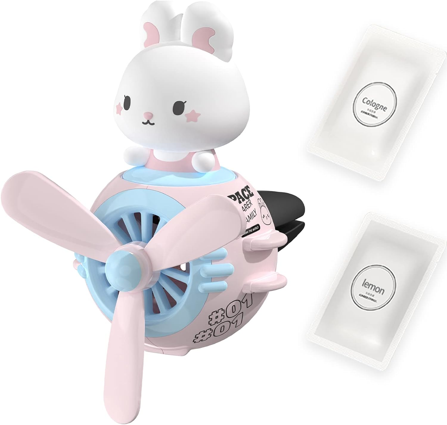 Car Air Fresheners Pilot Rabbit Cute Car Diffuser Rotating Propeller Cartoon Automotive Air Outlet Fan Creative Car Perfume Decoration Automotive Air Fresheners for Cars (Pilot Rabbit) image number 5