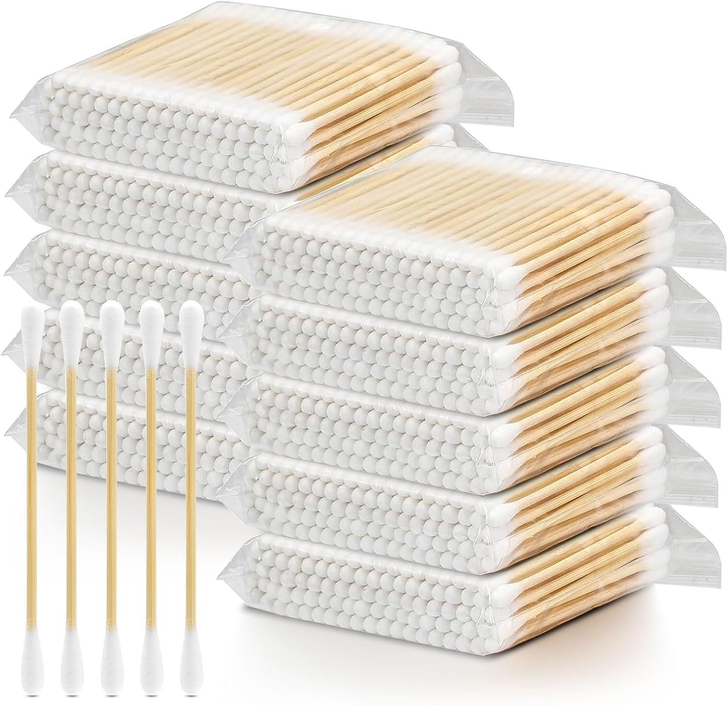 Cotton Swab, 1000 Pcs round Tips Cotton Swabs, Bamboo Cotton Swabs for Makeup, Ear Wax Removal, Pet, Electronics Cleaning (White) image number 4