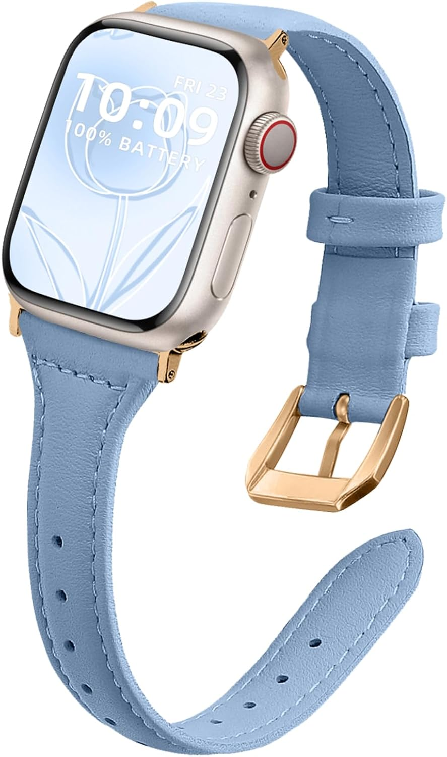 Wopail Women'S Leather Strap for Apple Watch Series 9/8/7/6/5/4/3/2/1/SE 2/SE, Replacement Strap, Slim, Lightweight Straps for 41 Mm, 40 Mm, 38 Mm