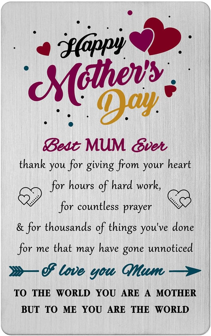 To My Mum Wallet Card, Mum Birthday Cards from Kids, I Love You Mum, Mothers Day Cards for Mum image number 3