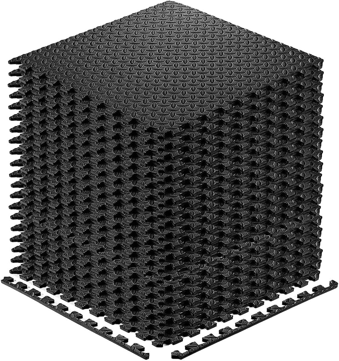 Exercise Puzzle Foam Mats &ndash; 24 Tiles, 30Cm&times;30Cm&times;1Cm (12"&times;12"&times;0.39") Each, Gym Flooring for Home Workouts Black image number 2