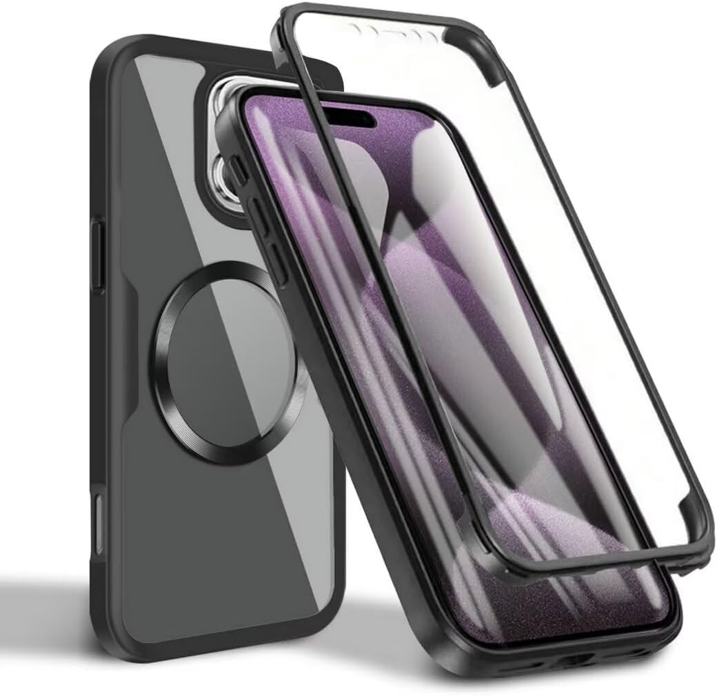 Aithne Case for Iphone 11, Compatible with Magsafe Full Body Protective Case with Built-In Screen Protector, Camera Protection Case, Shockproof Full Body Mobile Phone Case, Black