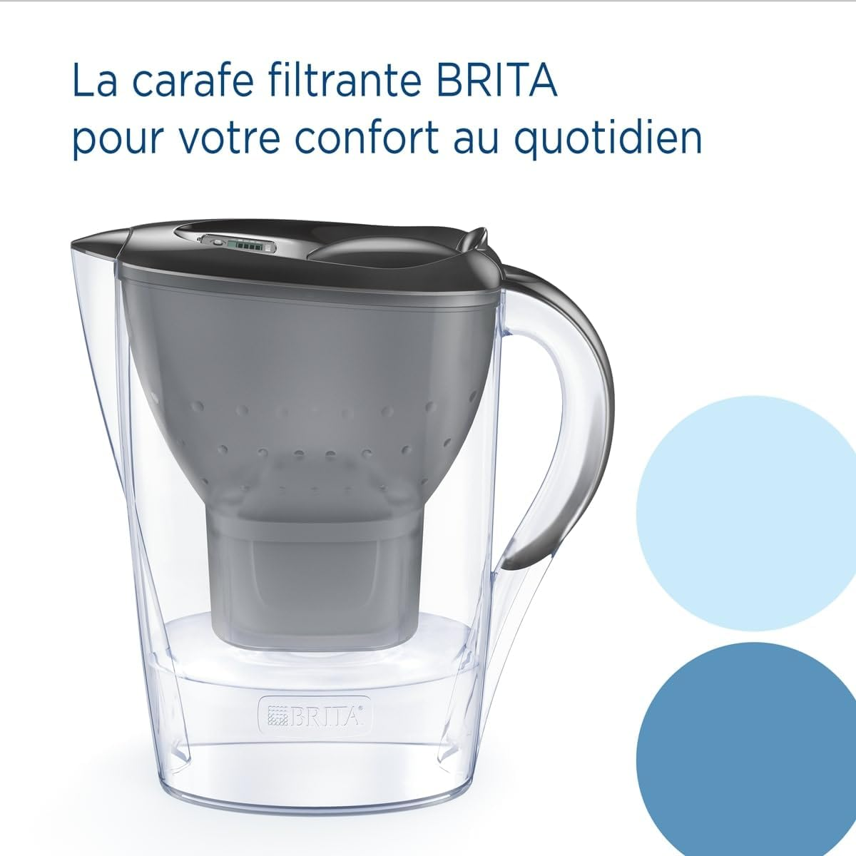 BRITA Marella Water Filter Jug Graphite (2.4L) Starter Pack Incl. 3X MAXTRA PRO Pure Performance Cartridge - Fridge-Fitting Jug with Digital LTI and Flip-Lid - Now in Sustainable Smart Box Packaging image number 5