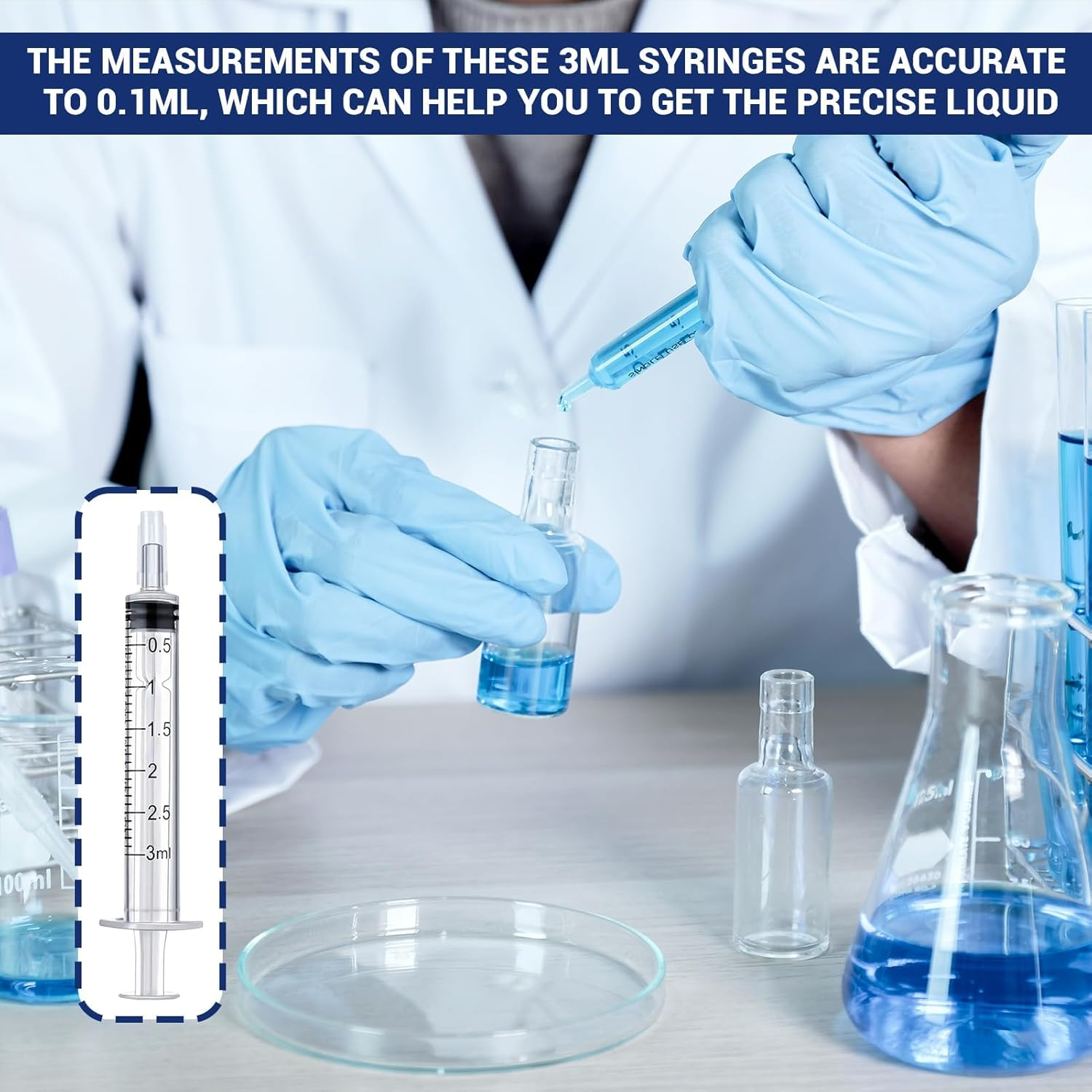 Ruinous 20Pcs 3Ml Plastic Non-Sterile Syringes with Caps, Precision Measurement, Accurate Dosing, Industrial Use Only image number 4