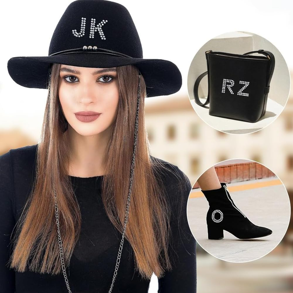 204 Pieces Rhinestone Letters 6 Sheets, Glitter Iron on Letters, Rhinestone Letter Stickers image number 4