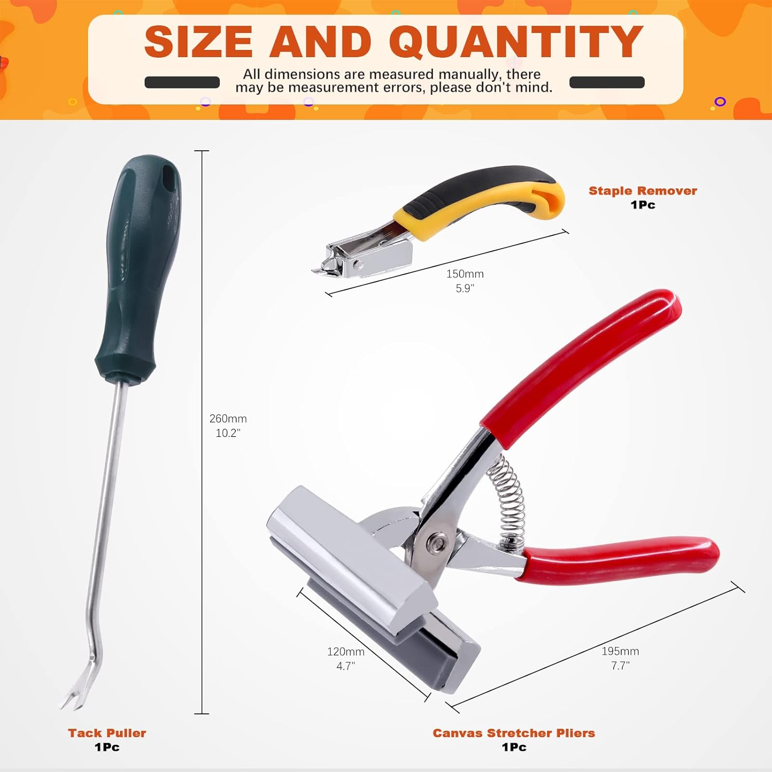 Tanstic 3Pcs Heavy Duty Canvas Pliers and Staple Remover and Tack Puller Set, Professional Canvas Stretching Pliers Tool with Spring Return Handle for Stretching Canvas Clamp Art Oil Painting image number 1