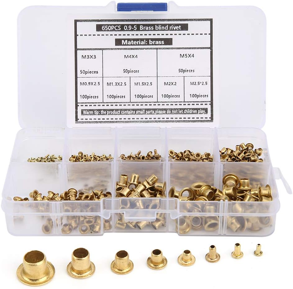 Brass Eyelets Rivets Kit, Lightweight and Durable, for Shoes Hats Shirts Belts Backpacks, Easy to Carry and Organize Hollow Metal Buttonhole Classification Hardware Accessories image number 3
