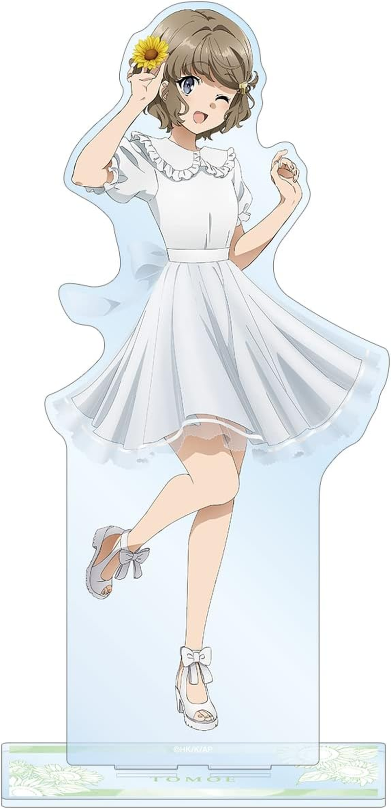 Youth Pig No Dream of Bunny Girl Senpaired Illustration, Tomoe Koga, Sunflower and White One Piece Version, Extra Large Acrylic Stand