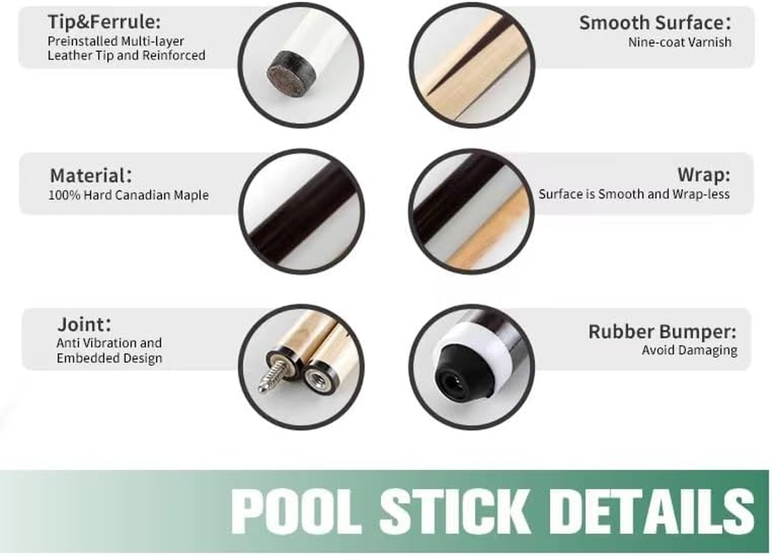 JEPNJPU Hardwood Canadian Maple Professional Billiard Pool Cue Stick image number 4