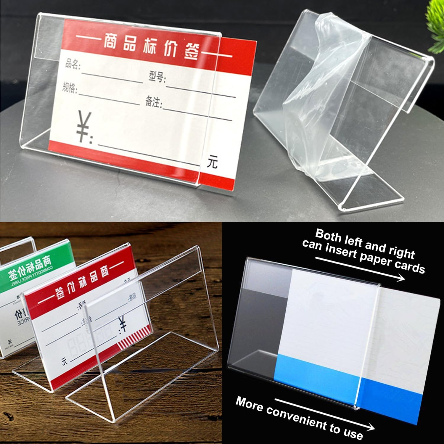 Paifeancodill Mini Sign Display Holder, 20 Pcs Acrylic Sign Holder, L Shape Sign Holders Acrylic Clear Sign Stand Card Holder for Price Card, Tag Name, Table Top, Counter, Store Label Display(9 X 6Cm) image number 1