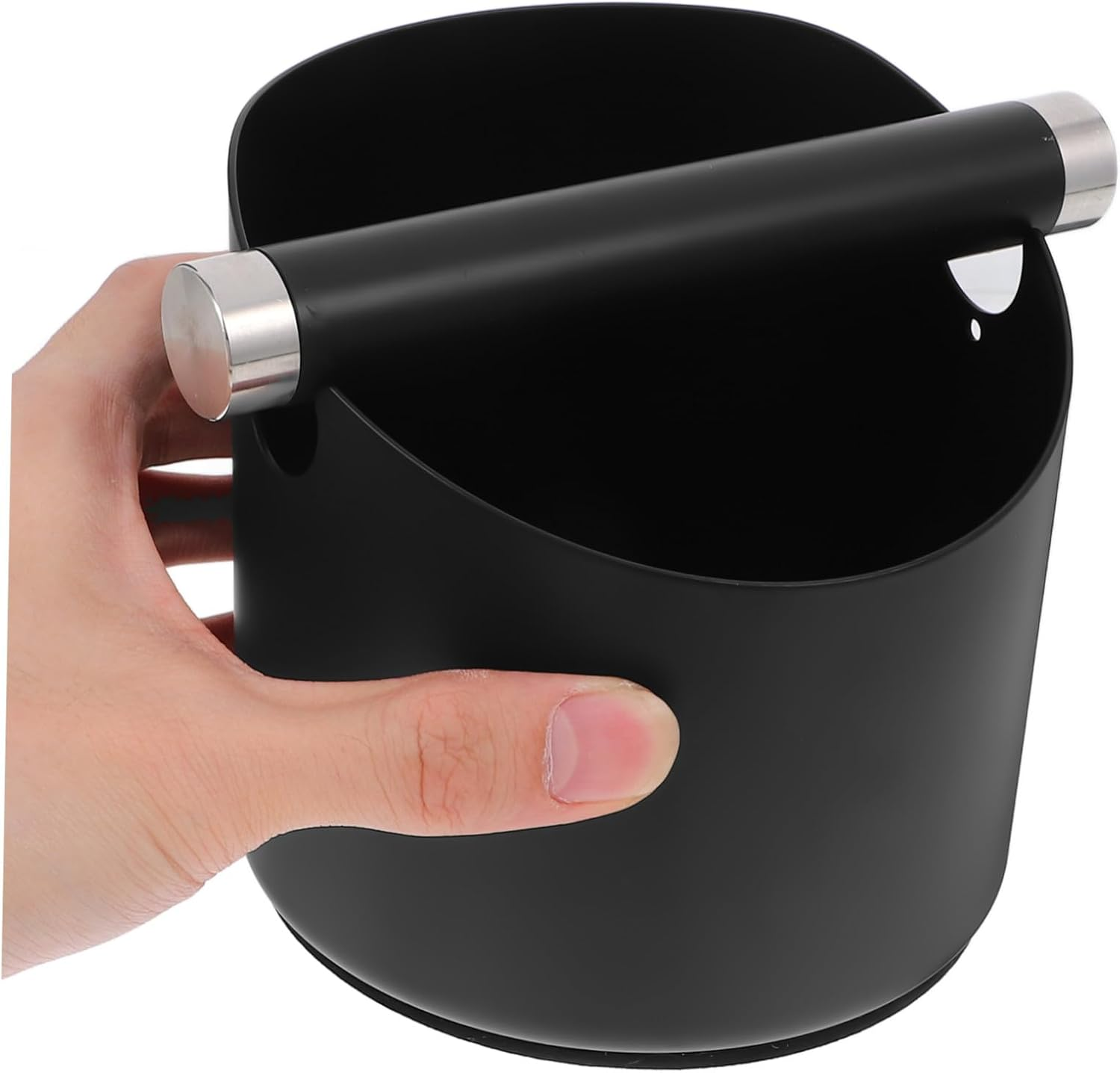 Uonlytech Stainless Steel Coffee Grounds Dump Bin Anti-Skid Espresso Knock Container Small Black Coffee Grind Waste Bin Versatile for Tea Leaves and Kitchen Use Easy to Clean image number 5