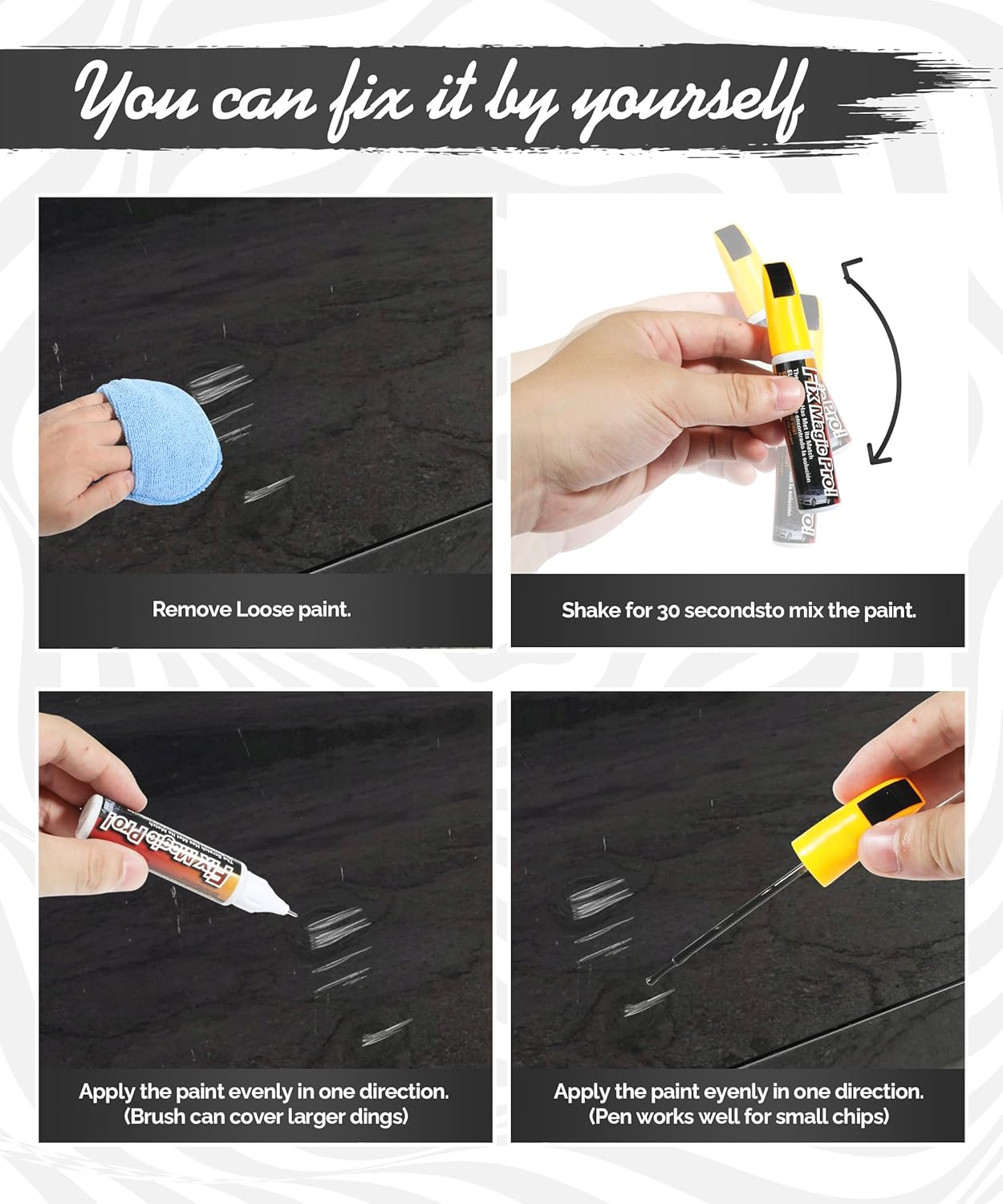 Flaconi Car Scratch Remover, Car Paint Pen, Paint Pen Car, Car Paint Repair, Paint Pen for Car, Car Scratch Pen, Suitable for Scratch Repairs of Most Cars, Motorcycles, Trailers (Black) - Black image number 6