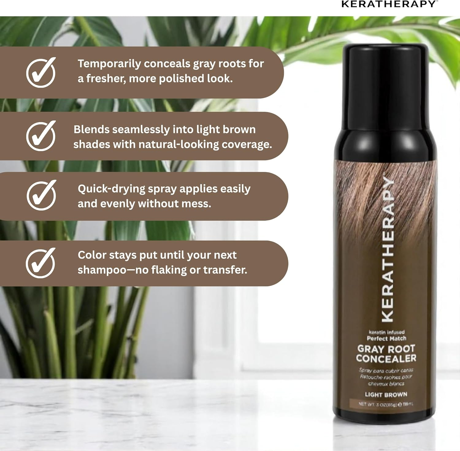 Keratherapy Gray Root Concealer 118 Ml, Light Brown, 118 Ml image number 2