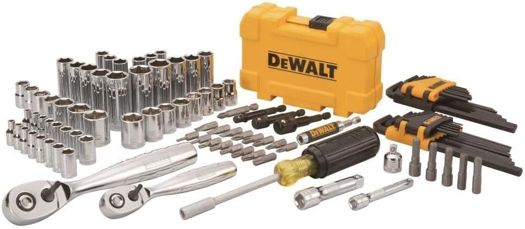 DEWALT Mechanics Tools Kit and Socket Set, 1/4" & 3/8" Drive, SAE, 108-Piece (DWMT73801) image number 1