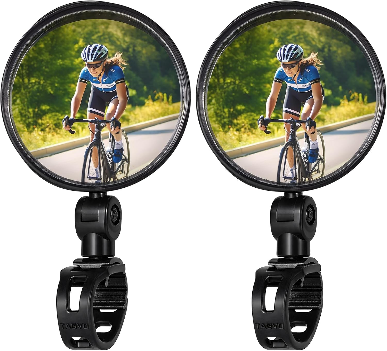 Bike Mirror, Bicycle Cycling Rear View Safe Mirrors, Adjustable Rotatable Handlebars Mounted Plastic Convex Mirror for Mountain Road Bikes image number 4