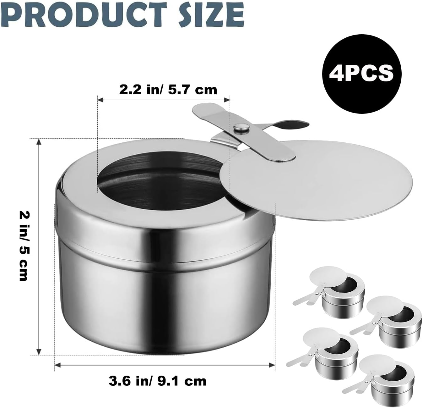 4 Pack Chafing Fuel Holder, Stainless Steel Fuel Holders with Safety Cover, Fuel Holder Canned Heat Holder for Chafing Dish, Canned Heat Fuel Box for Buffet Barbecue Parties Chafing Dish Buffet image number 1