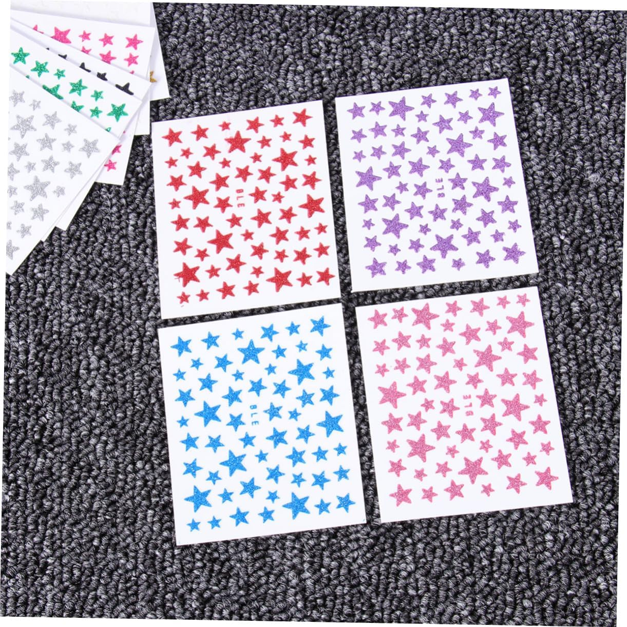 Healeved 10 Sheet Glitter Star Nail Art Sticker Pretty Chic Self Adhesive Decal Decoration Nail Decor for Women image number 2
