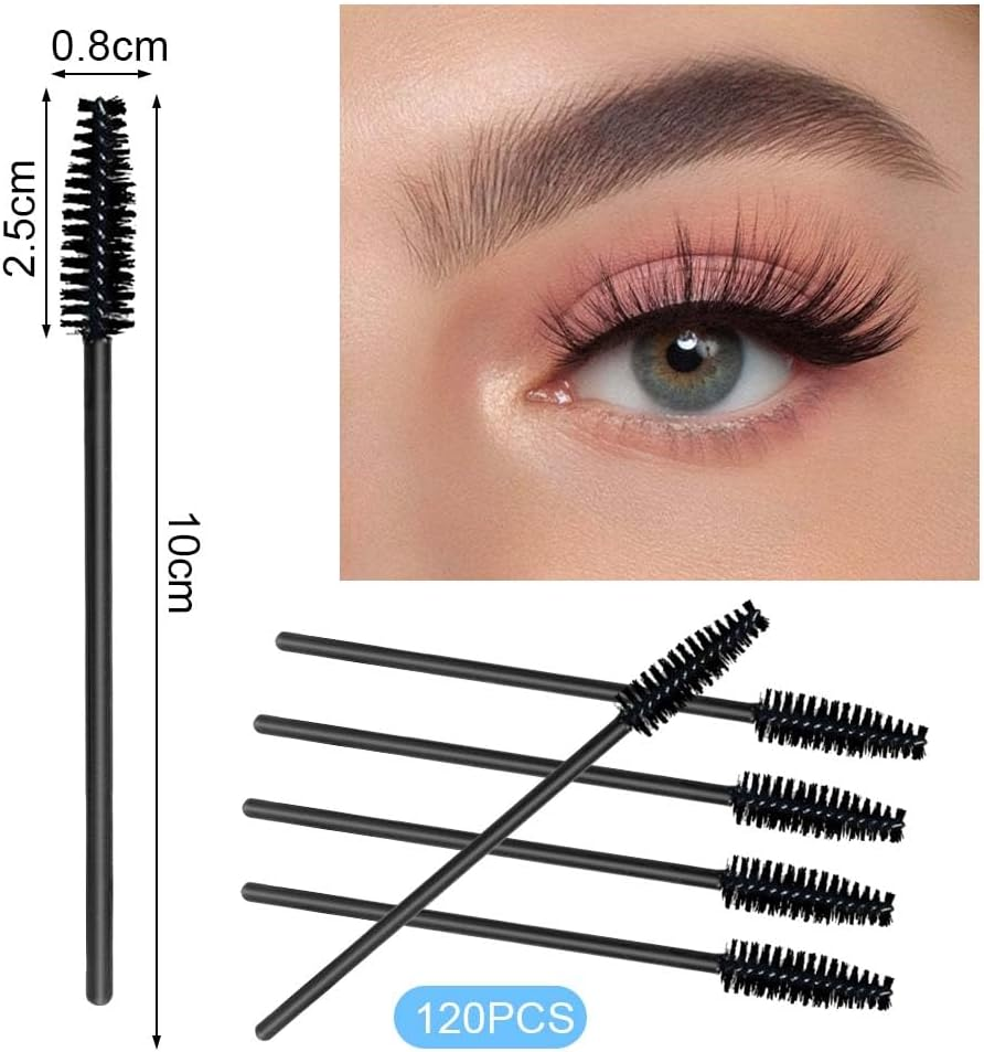 LOPHE Black Eyelash Brushes, Disposable, Pack of 120 Eyelash Brushes, Mascara, Wands, Bendable, Eyelash Brush Tube for Combing and Extending Eyelashes - Black 120Pcs image number 6