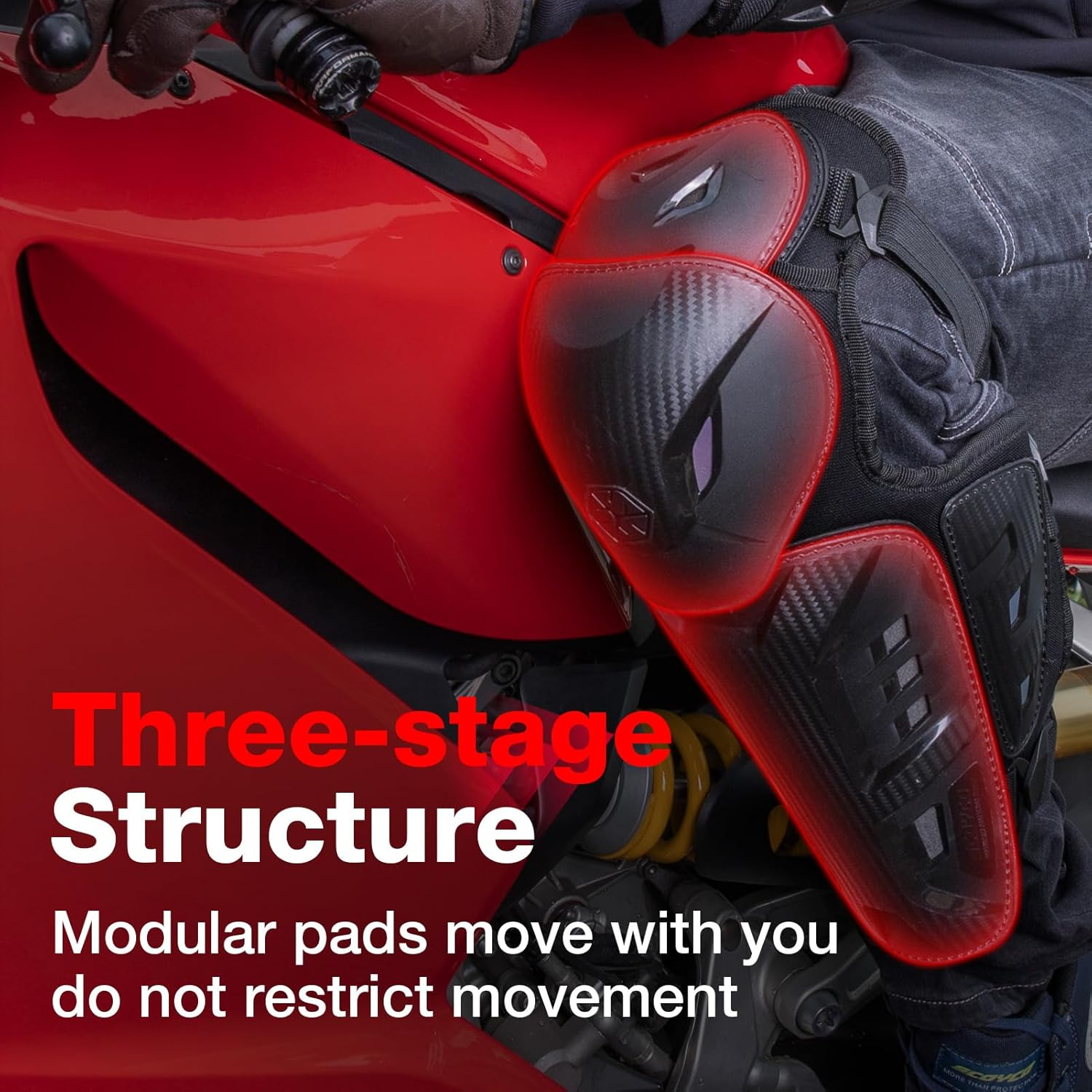 SCOYCO 4Pcs Motorcycle Knee Shin Guards Black Adjustable Long Leg Sleeve Protective Gear Anti-Slip Knee Cap Pads Protector Armor for Motocross Racing Mountain Biking image number 2