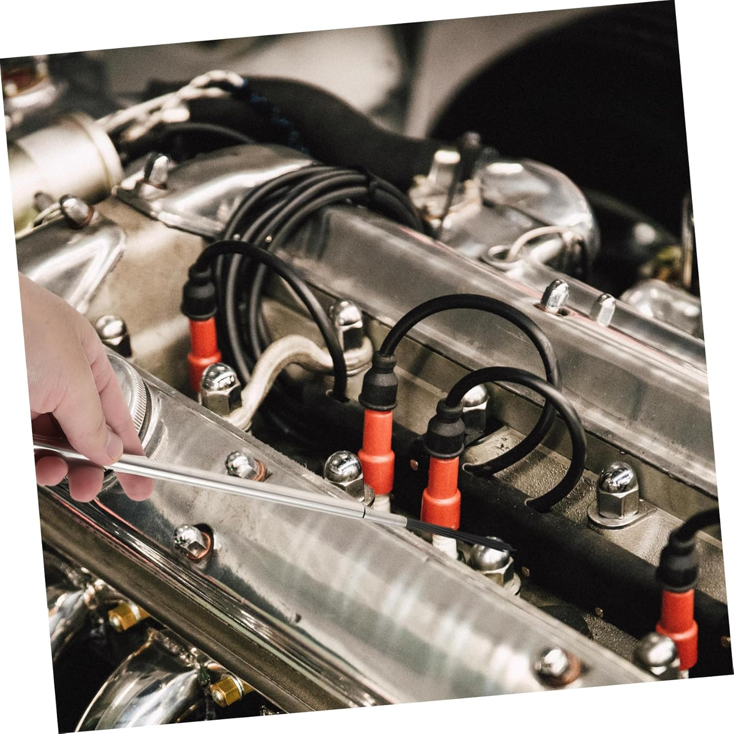 PLAFOPE Engine Cleaning Brush for Automotive Detailing Carbon Deposit Remover Kit with Brush Heads High Performance Interior and Groove Cleaner for Car Maintenance image number 2