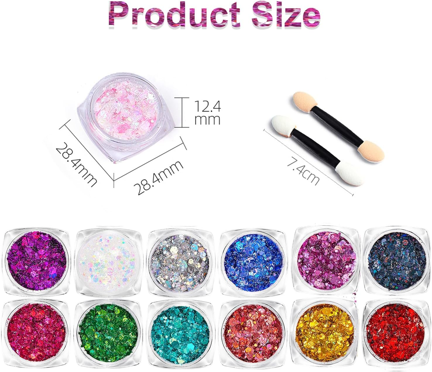 Roczential 12 Colors Mermaid Face Glitter Gel, Face and Body Glitter Gel, Sequins Glitter Face Paint, Hair Glitter Gel, Glitter Gel Makeup for Lip, Hair, Eyes, Chunky Glitter for Festivals, Parties image number 6
