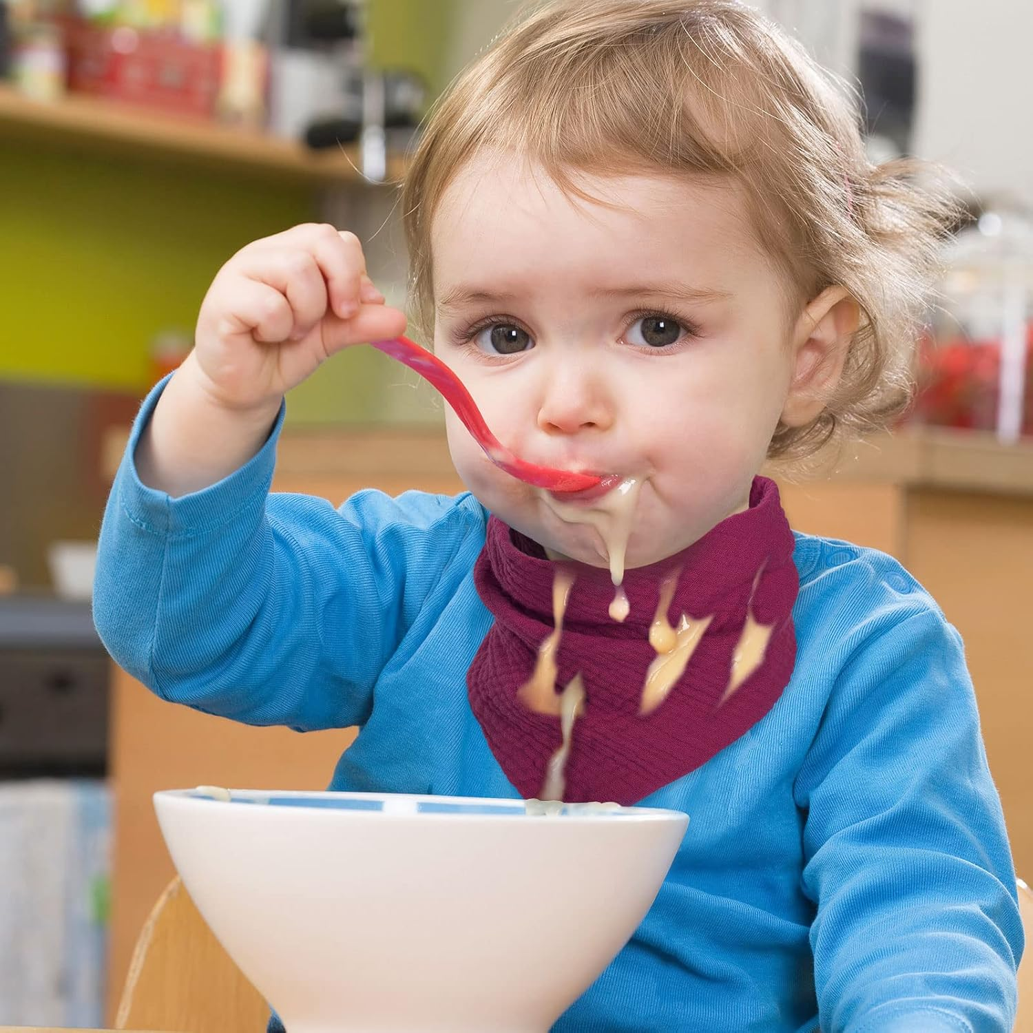 WD&CD Baby Bandana Drool Bib (4 Pack) Adjustable Absorbent Soft Snap Drool Bibs for Baby Girls and Boys