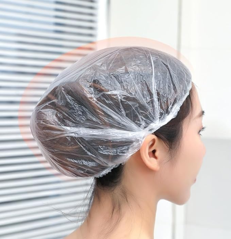 Large Waterproof Shower Caps &ndash; Elastic Disposable Hair Covers for Bath, Spa & Travel, Multi-Purpose Protective Caps for Home, Salon, Hotel(100-Pack) image number 2