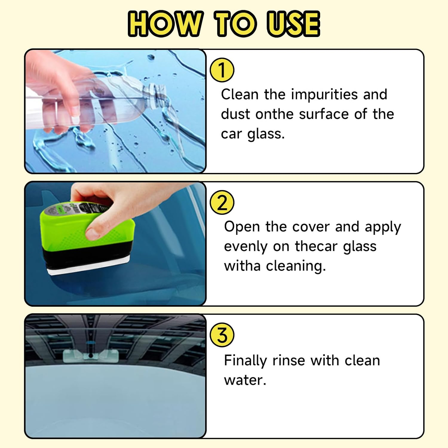 Pearyaest 2025 Upgraded Automotive Oil Film Cleaning Brush,2P Reusable Oil Film Cleaning Brush, Efficiency Car Windscreen Cleaner with Brush,Clear Vision Glass Cleaner (Green) image number 4