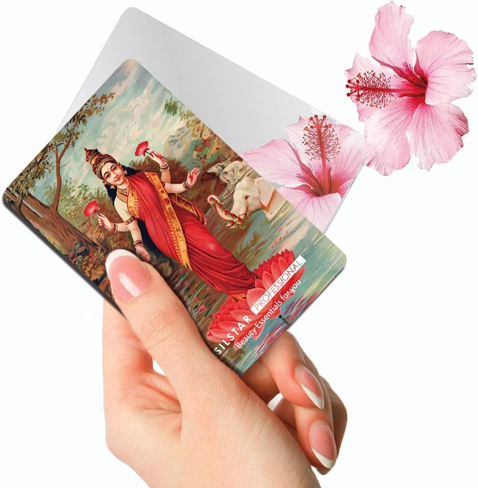 SILSTAR PROFESSIONAL Compact Card Mirror, Unbreakable Acrylic Makeup Mirror, Vanity Mirror Small for Wallet Case, Travel Purse, Handheld Compact Pocket Mirror_Raja Ravi Varma_Lakshmi 146 image number 5