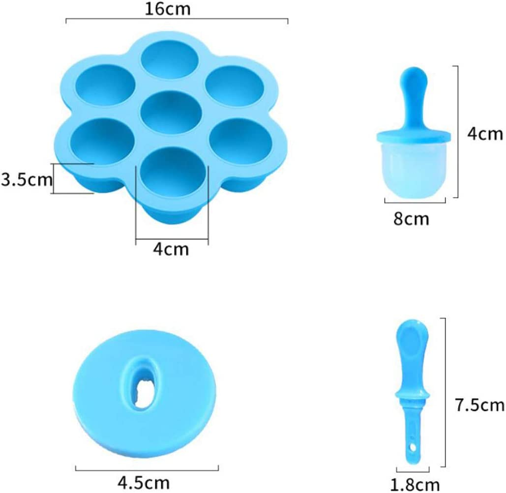 Blue Silicone Popsicle Molds Mini 7-Cavity Ice Pop Molds Food Grade Non-Stick Popsicle Molds