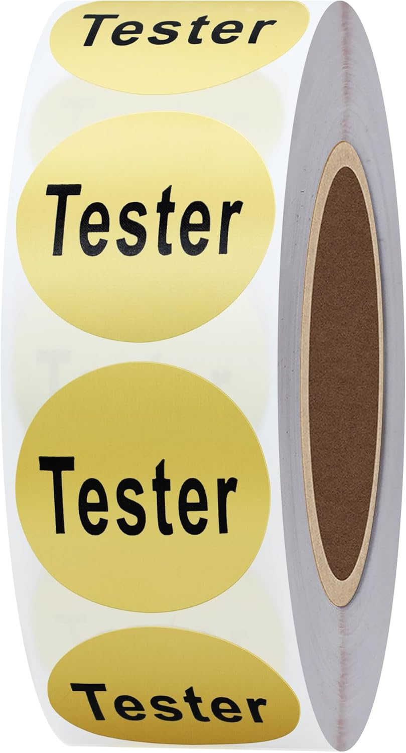 Hybsk 20Mm round Silver Cosmetic Tester Labels Total 500 Adhesive Labels per Roll (Silver)