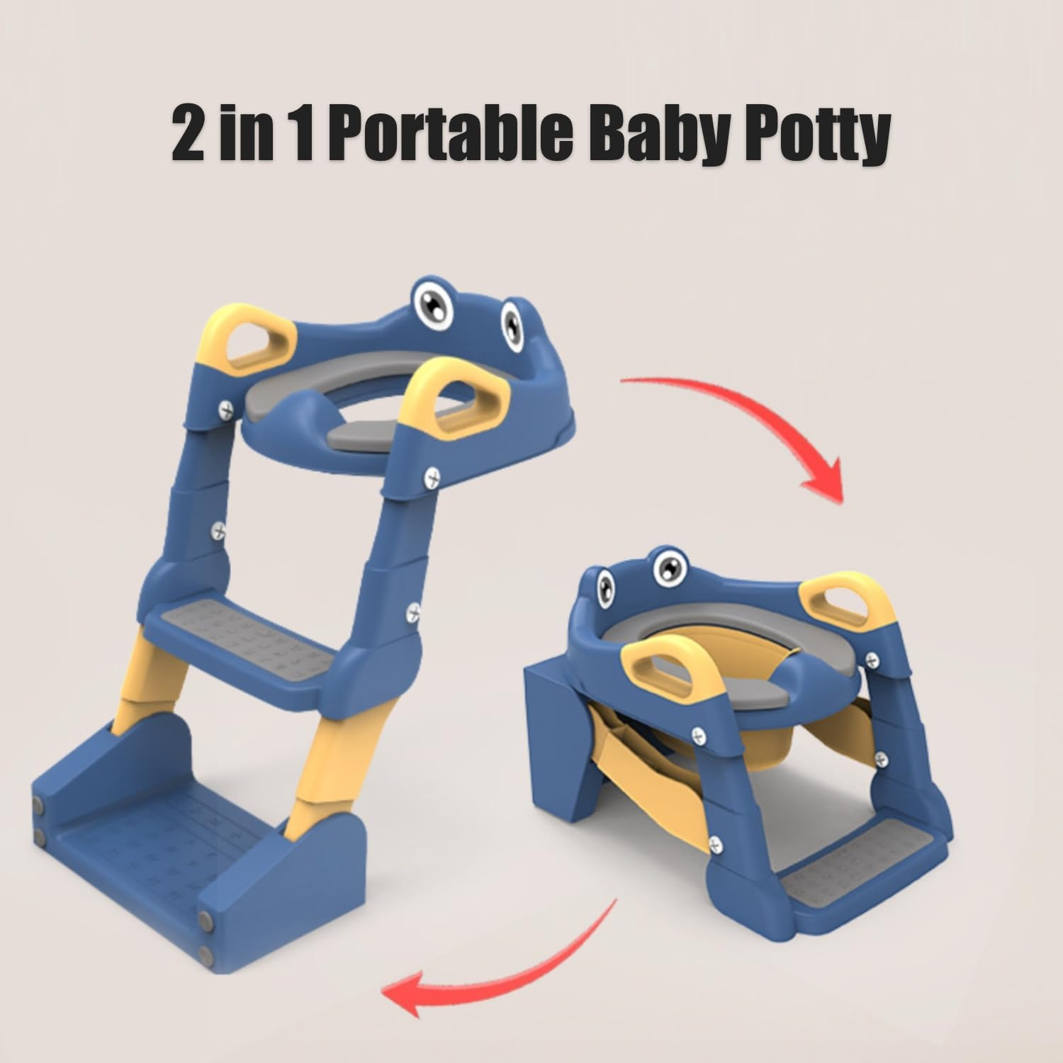 2-In-1 Adjustable Foldable Potty Training Toilet Seat with Step Stool Ladder | Anti-Slip Design & Splash Guard | PU+PVC Toddler Toilet Trainer for Boys & Girls (Ages 1-5) image number 1