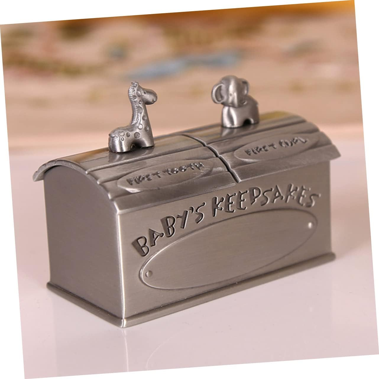 Baby Tooth Keepsake Box and Organizer for Boys and Girls Metal Baby Tooth Holder Case in Antique Tin Finish Storage for Memory Preservation image number 3