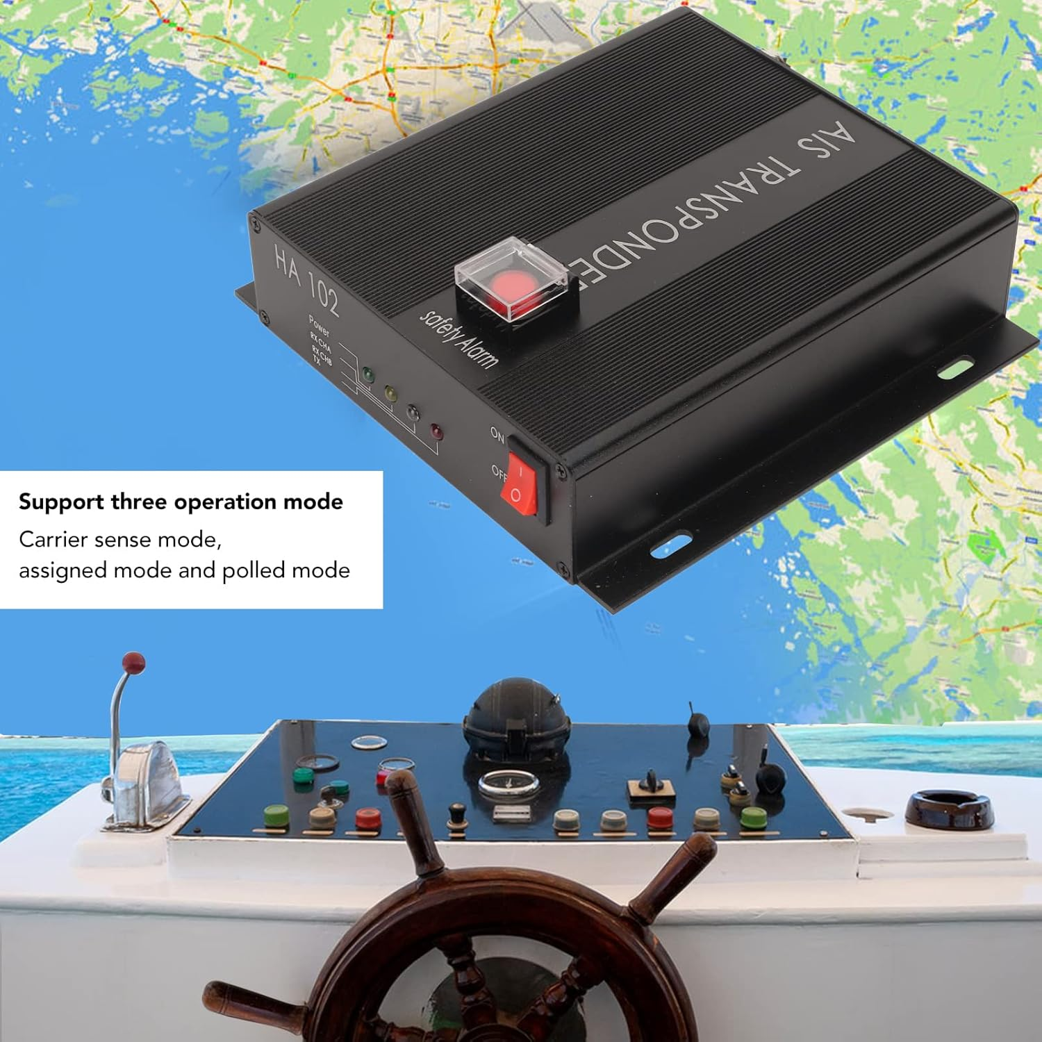 AIS Transceiver, Metal 156.025 to 162.025Mhz 25Khz Interval Dual Channel DSC Reception AIS Transponder for Ship image number 1