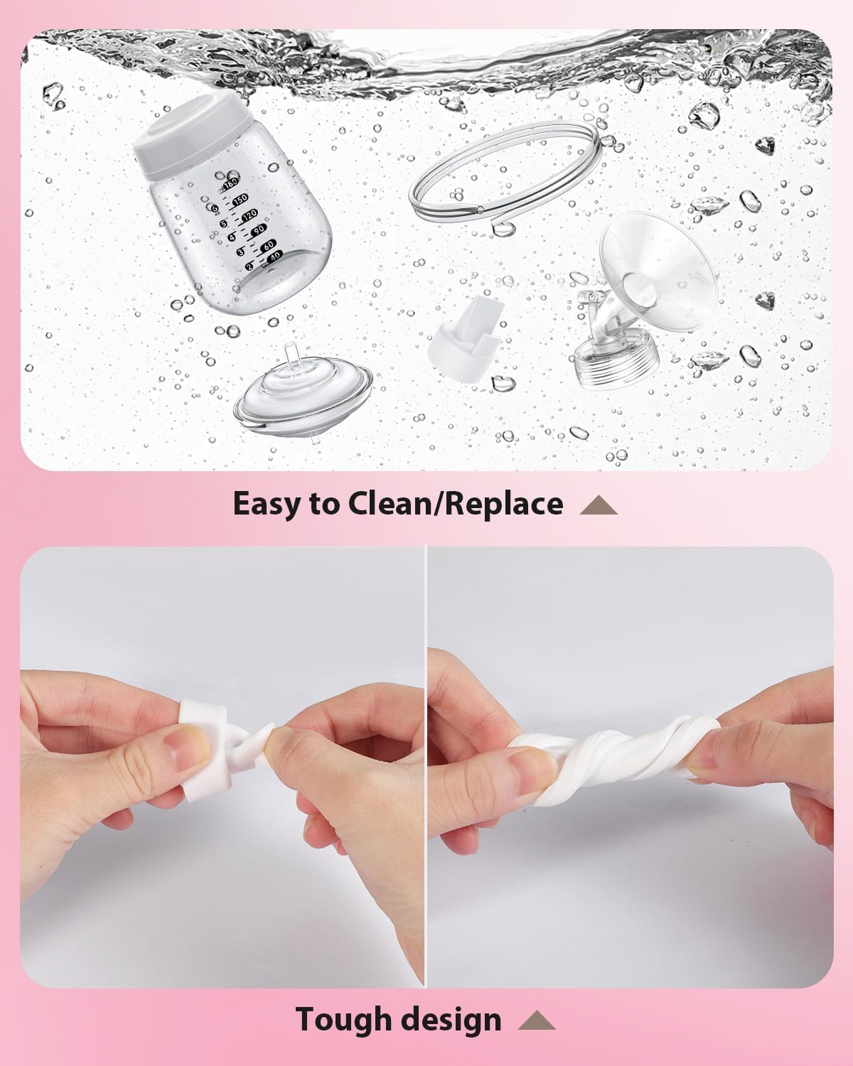 Breast Pump Parts Compatible with Spectra S1/S2/9 Plus, Not Original Accessories, Full Set Replacements Include 24Mm Flanges, Valves, Backflow Protectors (Duckbills Included), Tubings and Bottles image number 6