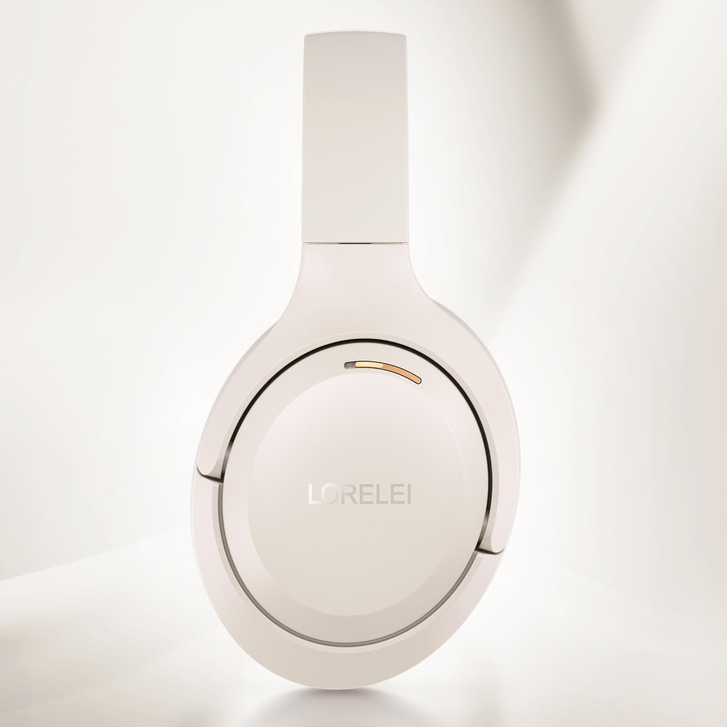 LORELEI QC60 Hybrid Active Noise Cancenlling Headphones,Wireless over Ear Bluetooth Headsets with Mic, 60H Playtime Foldable Lightweight, Deep Bass, Memory Earmuffs,For Travel Home Office(Beige White) image number 6
