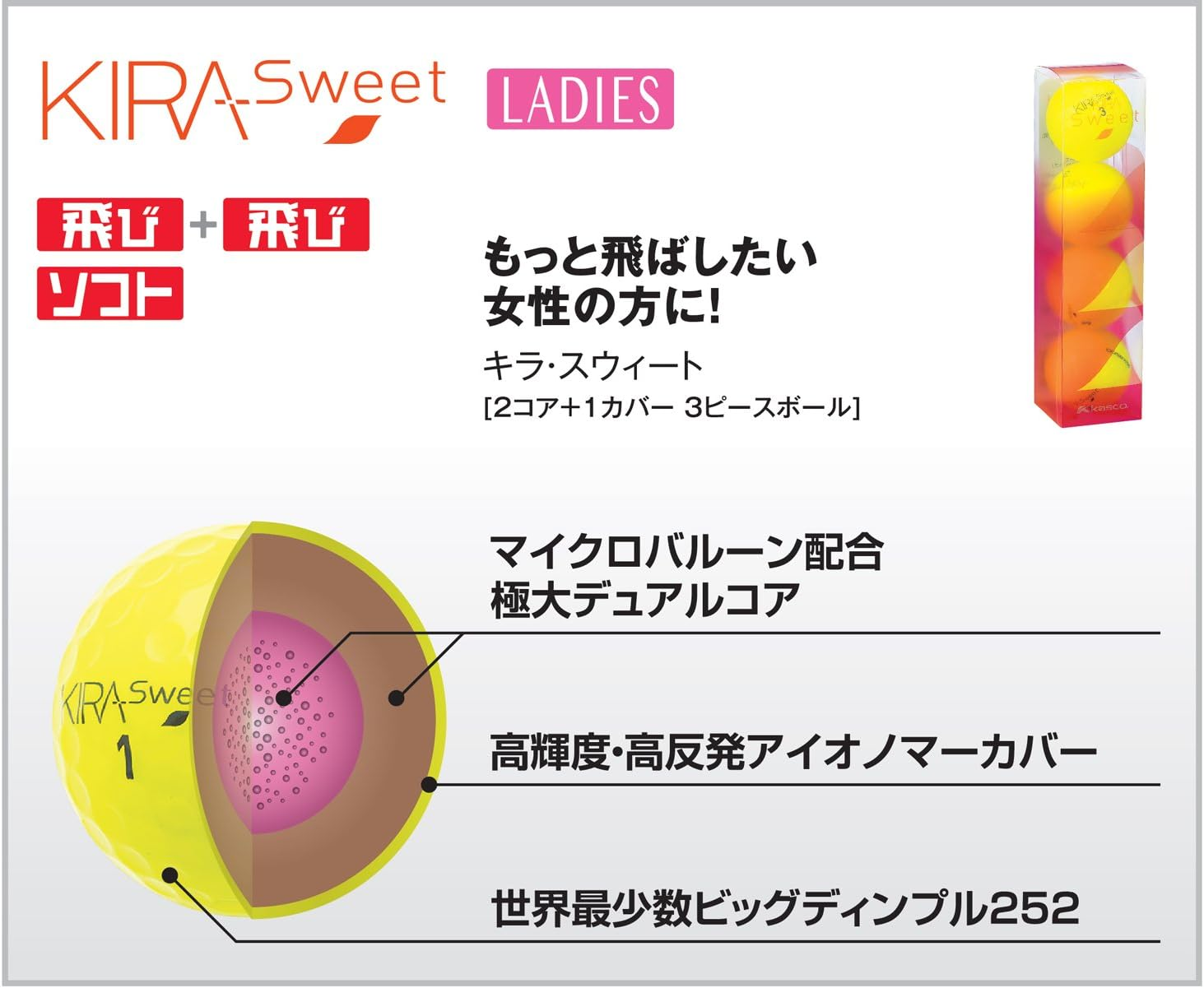 キャスコ(Kasco) ゴルフボール KIRA Sweet キャラ1ダース(12個入り)