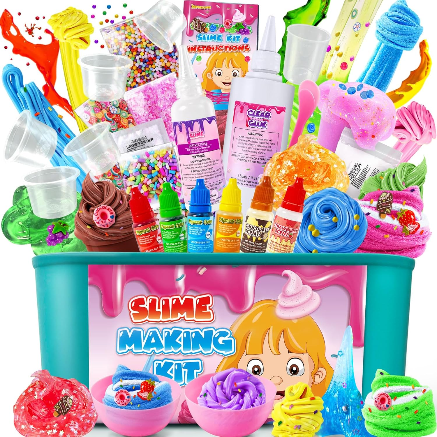 Ice Cream DIY Slime Kit, Slime Making Kit for Girls 10-12, Butter, Foam, Cloud Slime with Add-Ins, Foam Balls, Charms, Gift Toy for Children image number 1