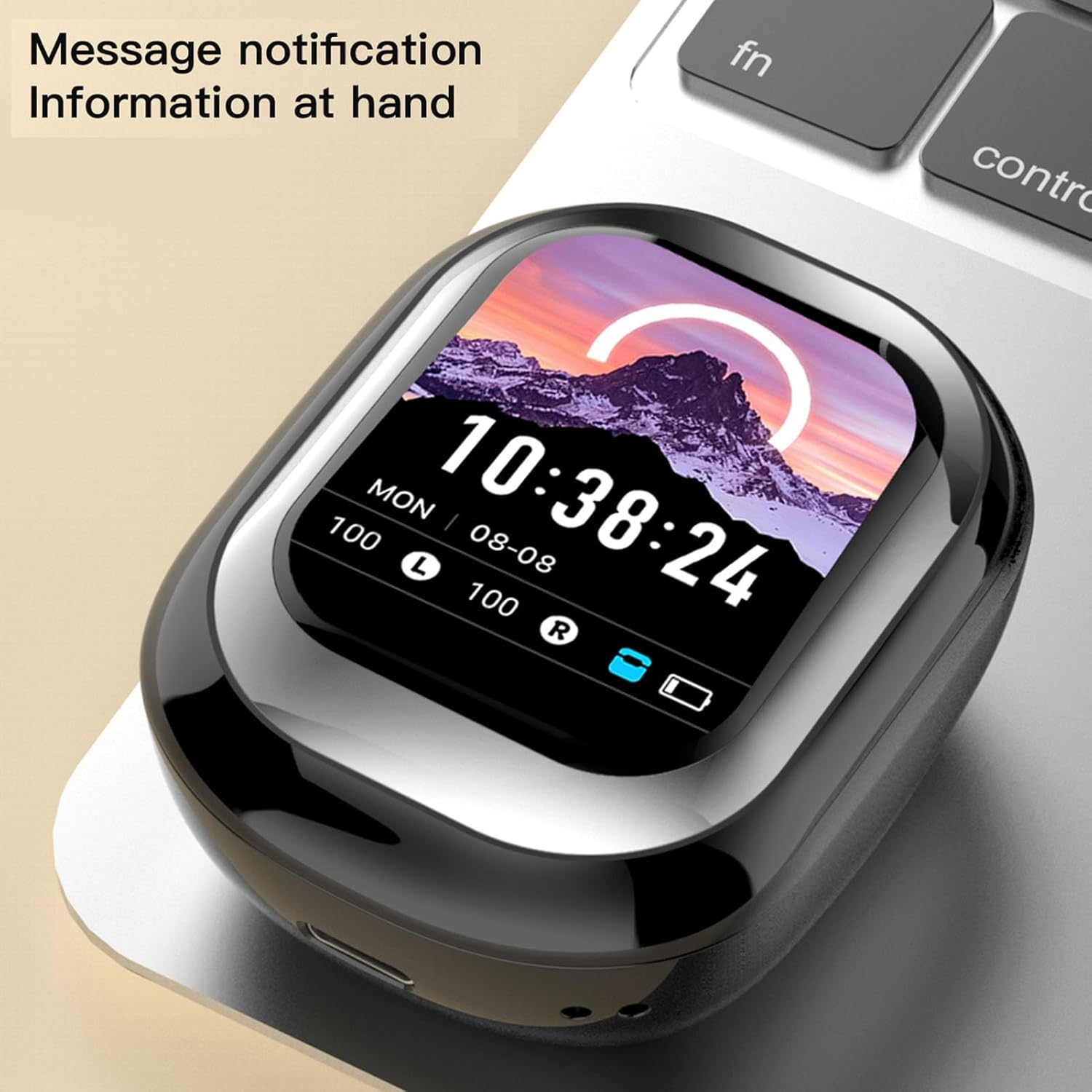 Luocute BT Headphones, 50H Playback Lightweight in Ear Earbuds with Smart Screen Charging Case, Noise Cancelling, 17 Functions, Real Time Notification for Study Work Life image number 4