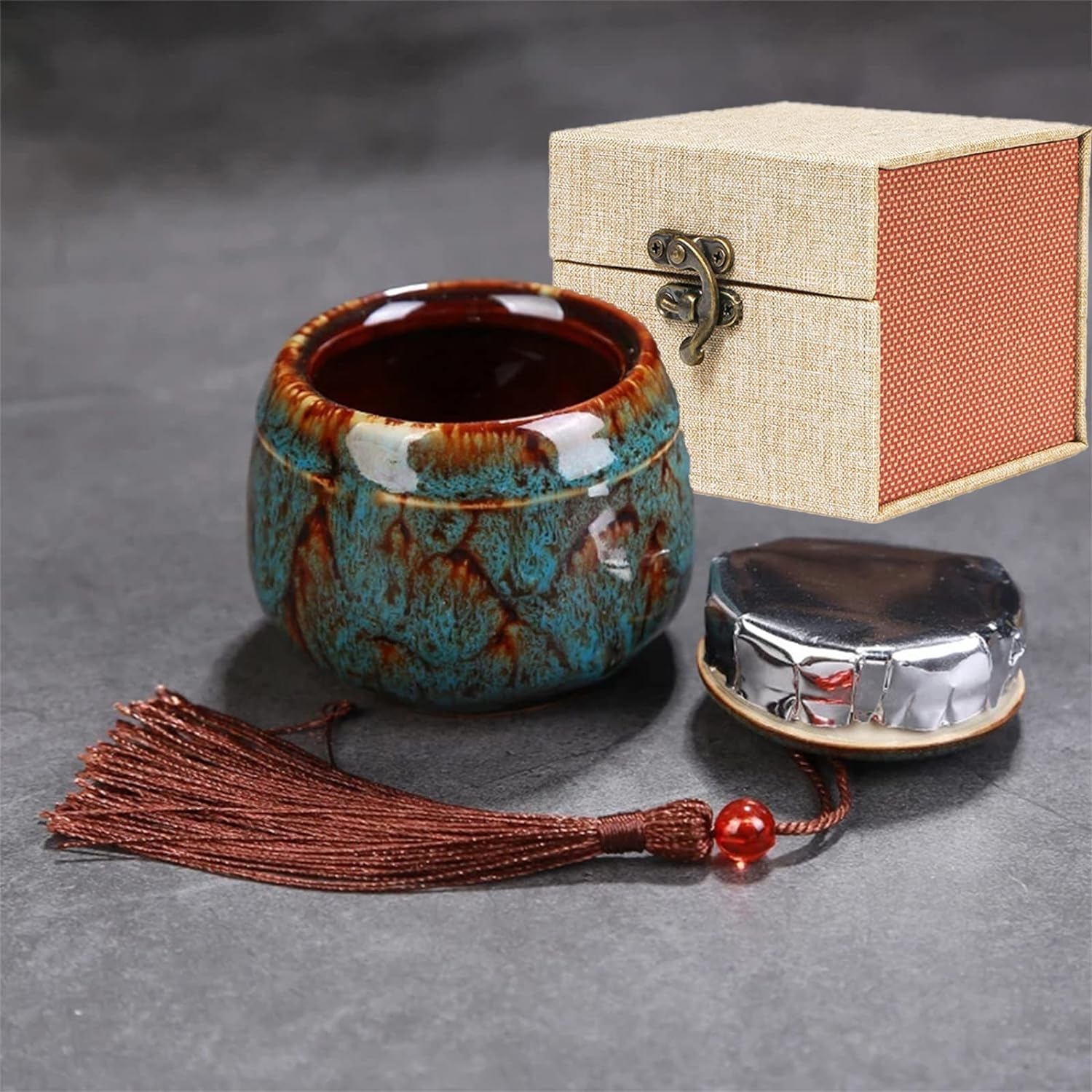 Small Urns for Human Ashes Adult Mini,Personal Funeral for Pet or Human Ashes,Adult Funeral Urn,Ceramics Ashes Keepsake with Card Box- Fits a Small Amount of Cremated Remains