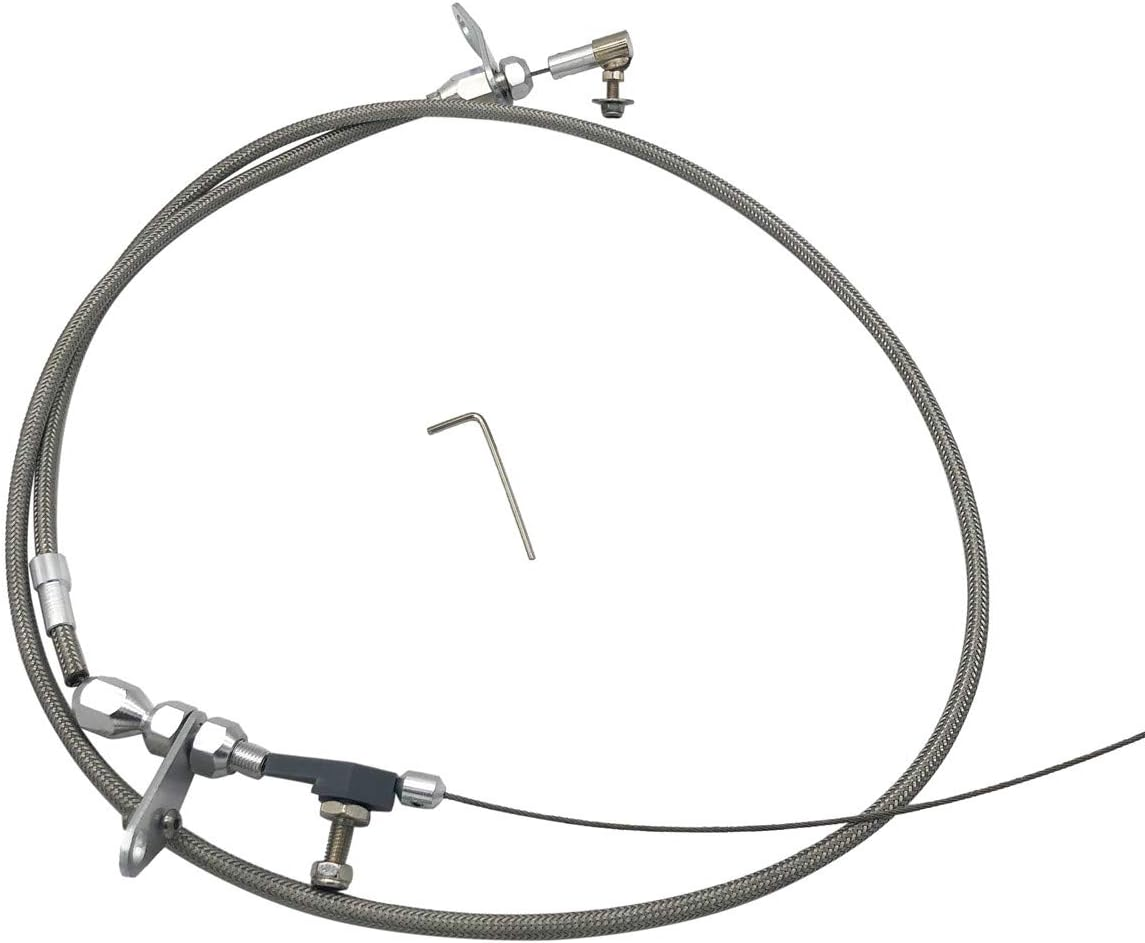 Transmission Kickdown Cable Kit,Stainless Braided Kick down Cable Replacement for Chrysler 904 Tranny Mopar