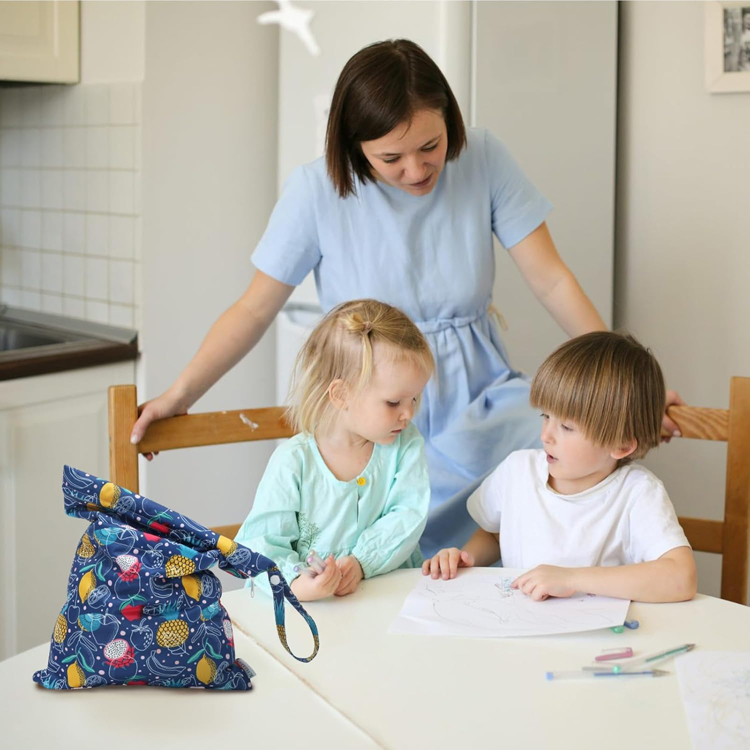 ALVABABY 3Pcs Cloth Diaper Wet Dry Bags Waterproof Reusable with Two Zippered Pockets Travel Beach Pool Daycare Soiled Baby Items Yoga Gym Bag for Swimsuits or Wet Clothes 3L-ZM20A image number 5