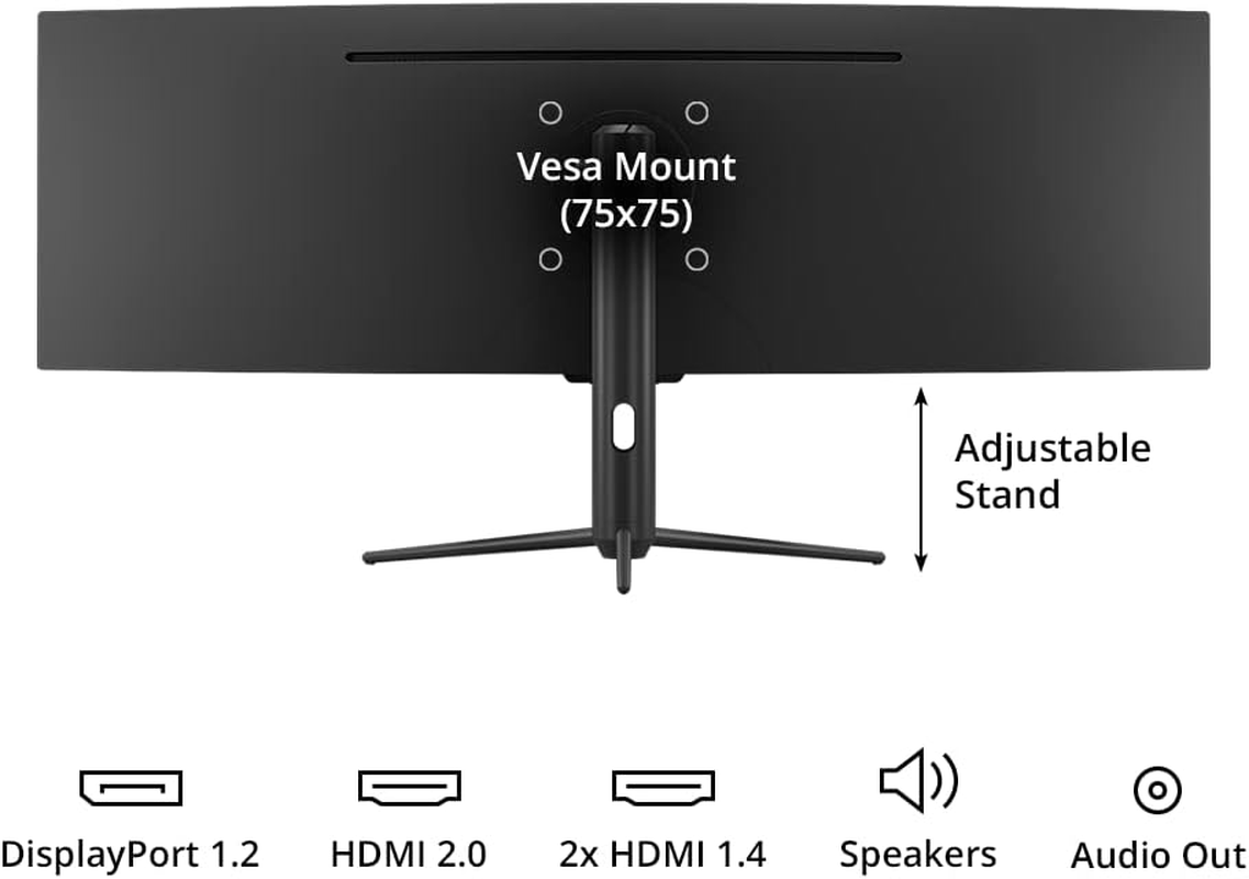 Prism+ X490 49" Curved Super Ultrawide Gaming Monitor, 32:9 DFHD (3840X1080), 144Hz, 7Ms, Adaptive Sync Technology, Ergonomic Stand, Zerobezel, Eye Care Technology, 3 Yrs Warranty image number 2
