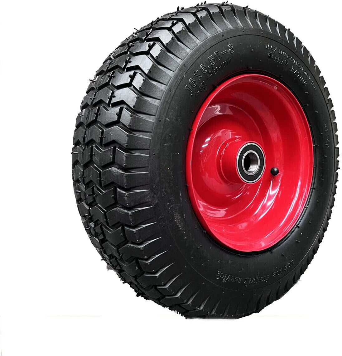16" Heavy-Duty Wheelbarrow Wheel - 6.50-8 (Solid,Flat-Free) / (Pneumatic) Tyre with Ball Bearing, Puncture Proof, Wide Tire and Steel Rim,Reliable Replacement for Carts, Trolleys, Outdoor (Pneumatic) image number 1