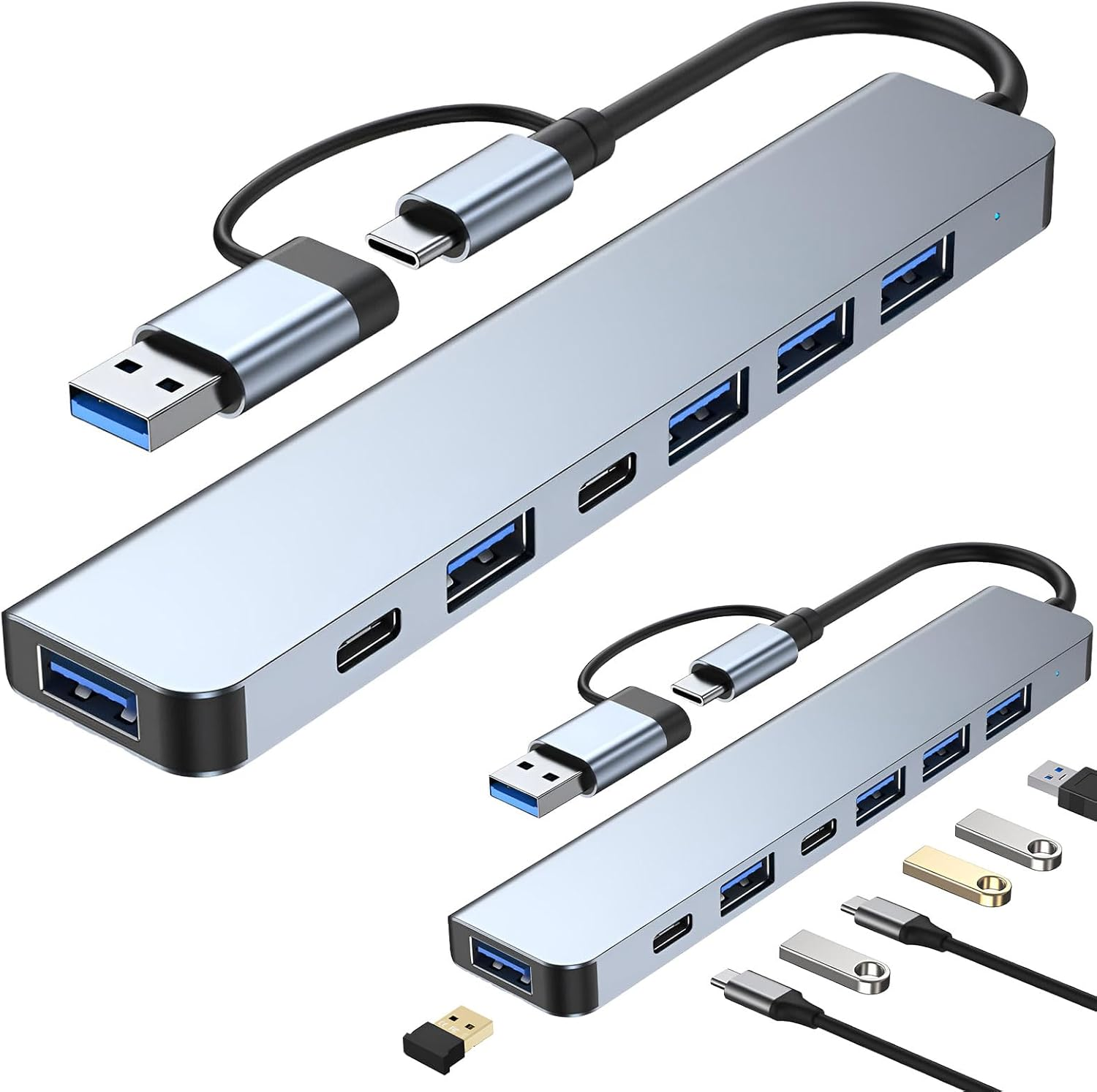 USB C Hub, Powered USB Hub, Usbc Hub, Aluminum 7 in 1 USB Extender, USB 3.0, USB 2.0 Ports for Macbook Pro Air and More Devices, Multiple Usb-Hub Compatible for Macbook,Laptop,Computer,Imac,Ipad image number 5