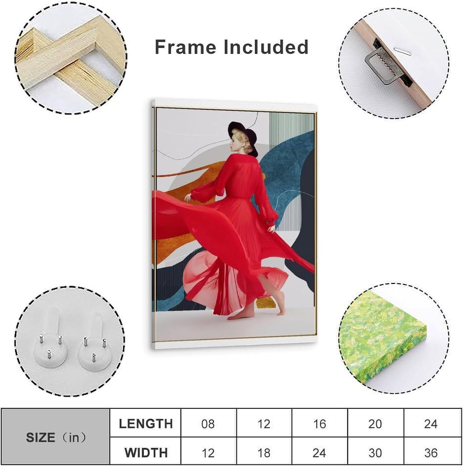 Redclothegirls Poster Canvas Painting Wall Art Picture Home Decor Print for Bedroom Living Room Dorm Study Bar Office 16X24Inch(40X60Cm) Frame-Style image number 3