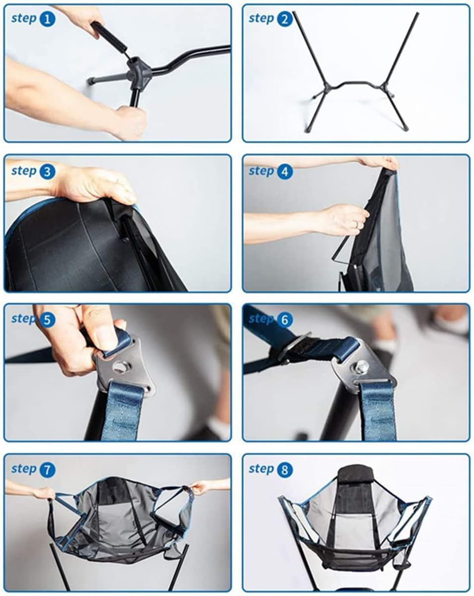 Outdoor Camping Rocking Chair Park Swing Leisure Beach Chair Family Hammock Folding Chair Outdoor Beach Chair Nap Chair Can Bear 300Kg(Gray) image number 4