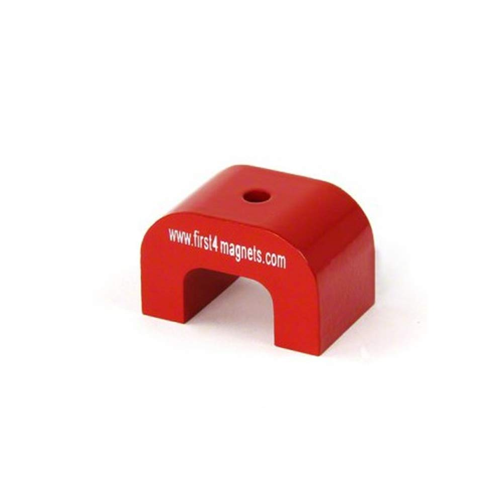 Large Red Alnico Horseshoe Magnet for High Temperature, Technology and Production Applications - 30 Mm X 45 Mm X 30 Mm 4.5 Mm Hole - 11 Kg Pull