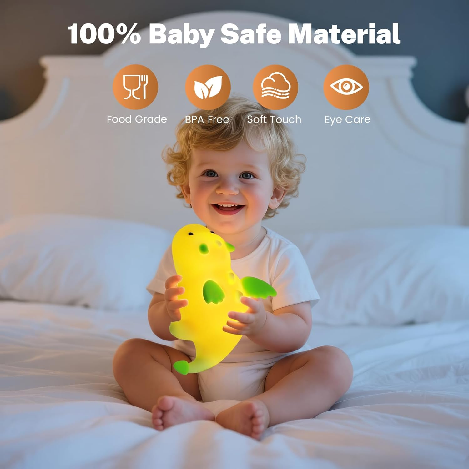 Milk Dragon Night Light Children'S Night Lamp Dimmable Silicone Baby Night Light with Magnetic Function, USB Battery Move Animals Lamp for Children'S Room Girls, Touch Lamp Bedside Table Gifts For image number 4