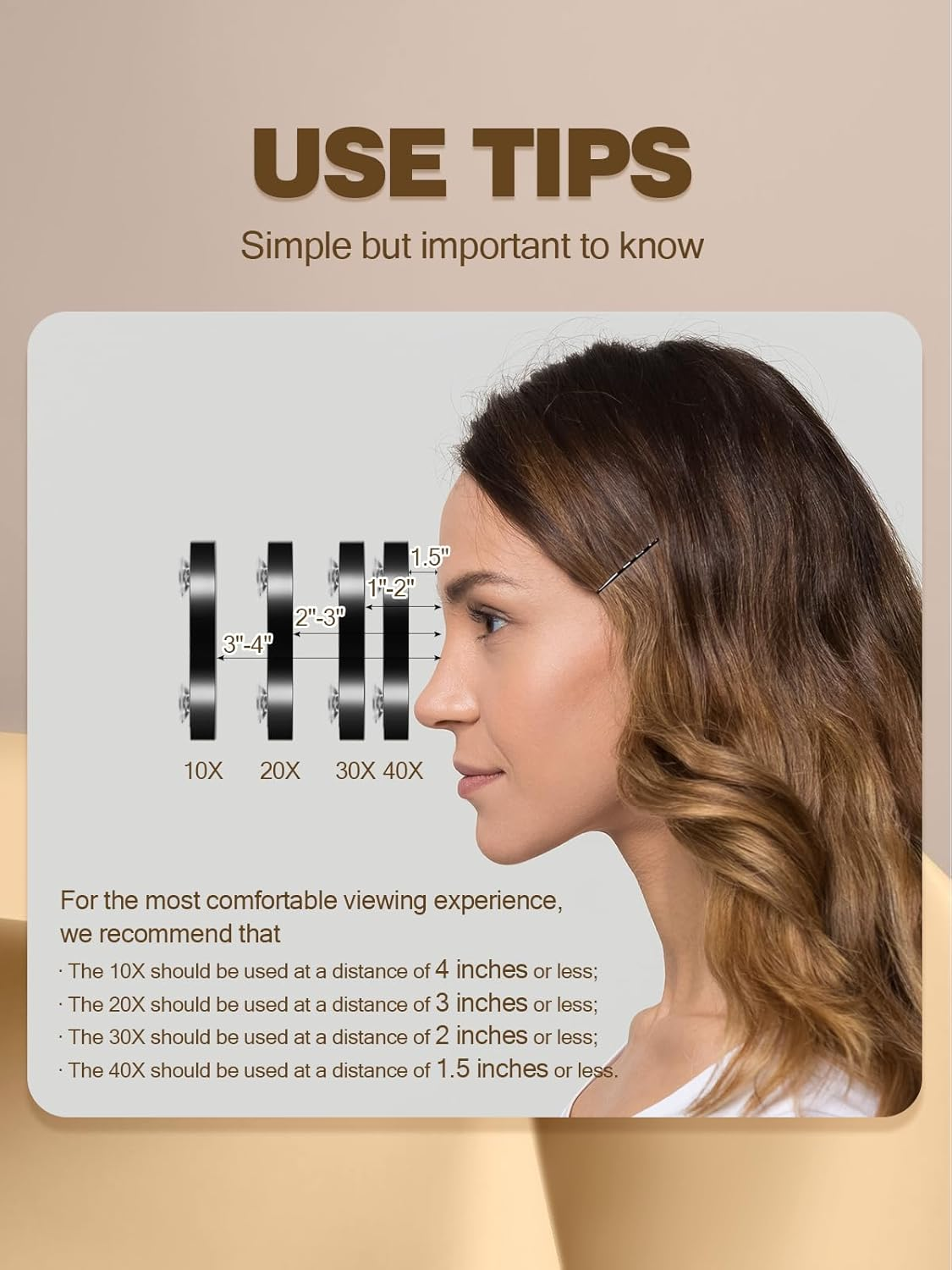 30X Magnifying Mirror with 2 Suction Cups, 3.5 Inches Magnified Makeup Mirror and Slant Tweezers,Black,1Pc image number 4